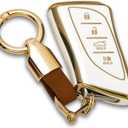 for Lexus Key fob Cover Keychain KeyCase Compatible with 2018-2024 ES350 RX350h LC500h LS500h UX200 UX250h ES250 ES300h GX460 NX350 NX450 (White)