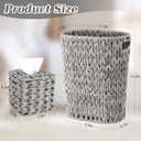 BSSN Wicker Trash Can and Square Tissue Box Cover, 4 Gallon Water Hyacinth Bathroom Trash Can, Handwoven Napkin Holder, Narrow Small Waste Basket, Rustic Decorative Home Set for Bedroom,Office (Grey)
