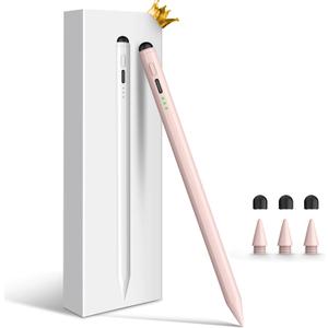 Stylus Pen for iPad, Dual-Tip 13 mins Fast Charge Pencil for Apple, Palm Rejection, Tilt Sensitivity, Compatible w/iPad 6/7/8/9/10, Pro 11/12.9in/M4, Air 3/4/5/M2, Mini 5/6 - Pink