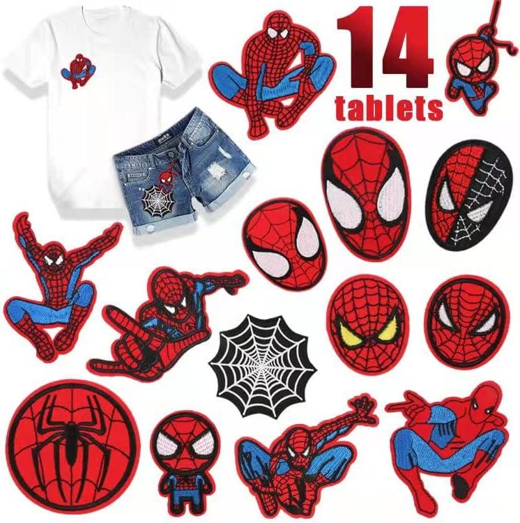The Amazing Patches Iron on Patches for Clothing DIY Sew on Patches Applique Patch Clothing Repair Patches (1_Spiderman_14PCS)