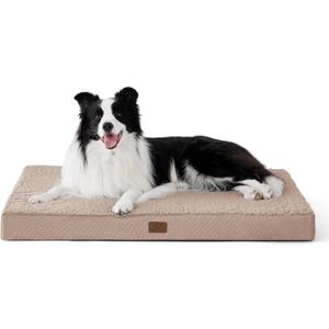 Bedsure Dog Bed for Large Dogs - Orthopedic Waterproof Puppy Beds with Removable Washable Cover, Egg Crate Foam Pet Mat, Suitable for Pet Up to 65 lbs (36.0"L x 27.0"W x 3.0"Th, Light Brown)