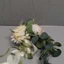 Serwalin 9.8in Wedding Bouquets for Bride, Boho Champagne Roses & Dahlia Flowers for Wedding Decoration