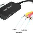 HDMI to RCA Converter, HDMI to AV 3RCA CVBs Composite Video Audio Converter Adapter Supports PAL/NTSC for TV Stick, Roku, Android TV Box, DVD ect, Black