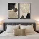 Framed Neutral Abstract Wall Art Set of 2, Modern Black Beige Brown Canvas Prints Paintings Artwork for Walls, Minimalist Stone Shape Pictures for Bedroom Dining Room Living Room Wall Decor 16x24 In, 16" W X 24" H X 2pcs