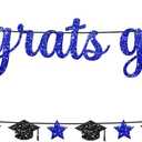 KatchOn, Glitter Congrats Grad Banner - 10 Feet, Pre-Strung | Grad Garland Class of 2025 | Congratulations Graduate Banners 2025 | Graduation Party Decorations | Graduation Decorations 2025 (Blue)