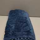 DISSA Fleece Blanket Throw Size  51x63, Blue  Soft, Plush, Fluffy, Fuzzy, Warm, Cozy  Perfect Throw for Couch, Bed, Sofa - with Pompom Fringe - Flannel Blanket Throw Blanket