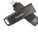 SanDisk 256GB iXpand Flash Drive Luxe with Lightning and USB-C connectors - Works with iPhone 14 and older  SDIX70N-256G-GN6NE (Gray)
