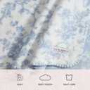 Laura Ashley - Plush Throw Blanket, 50x70, Soft and Warm with a Lightweight Feel, Reversible Floral and Stripe Design, Bedford Blue