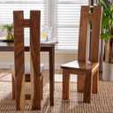 bali & pari Lin Suar Wood Dining Chair Set of 2 - Handcrafted Solid Wood Chair with Natural Grain Pattern, Rustic Modern Accent Seating for Dining Room or Kitchen