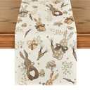 Artoid Mode Bunny Rabbit Eucalyptus Eggs Carrots Easter Table Runner, Seasonal Spring Kitchen Dining Table Decoration for Home Party Decor 13x48 Inch