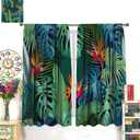 Tropical Leaf Decorative Window Curtains, Palm Leaves Summer Nature Jungle Plant Theme Window Drapes, for Living Room Bedroom 21(W)*45(L) 2 Panels (Decorative)