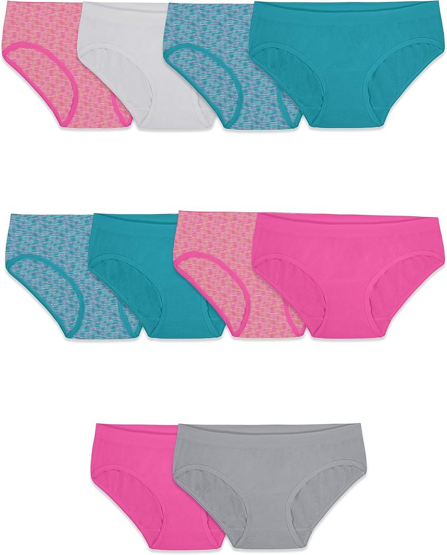 Fruit of the Loom Girls' Seamless Underwear Multipack (10-12, Hipster - 10 Pack - Assorted)