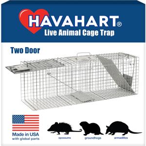 Havahart Large 2 Door Humane Catch and Release Live Animal Trap for Armadillos, Beavers, Bobcats, Small Dogs, Cats, Foxes, Groundhogs, Nutria, Opossums, Raccoons, Live Catch Trap for Stray Dogs 1045SR
