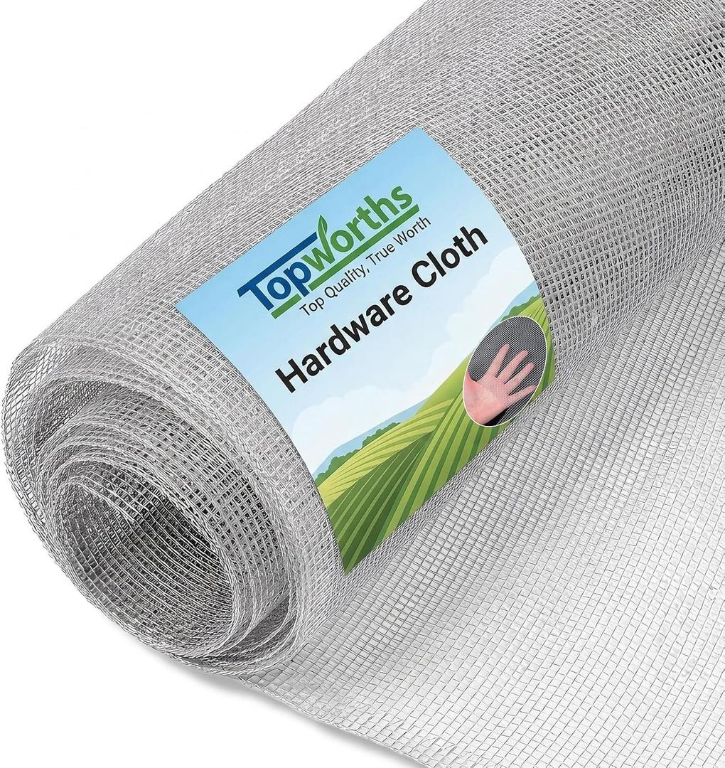 Hardware Cloth 1/8 inch Chicken Wire Mesh Fencing 36in x 10ft, 27 Ga | Hot-Dip Galvanized Steel Fence Wire Mesh for Bee Screen Poultry Netting Plant Supports