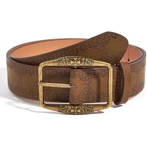 Women Western Belt Vintage Metal Buckle Leather Belts Country Cowboy Cowgirl Belt for Jeans Pant Dress (Fit for Waist Size:33''-39'', Brown)