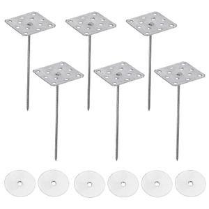 PATIKIL 4 Inch Perforated Insulation Pins with Round Washers, 80 Pack Aluminum Insulating Nails Wall Plug for Fixing Foam Boards to Wall or Ceiling (100mm)