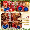 Weysat 4 Pcs Large 8" Fillable Christmas Ornaments, Jumbo Matte, Shiny & Glitter Hanging Ornaments for Outdoor Xmas Tree Decoration, Lawn Yard Holiday Party Decor(Blue)