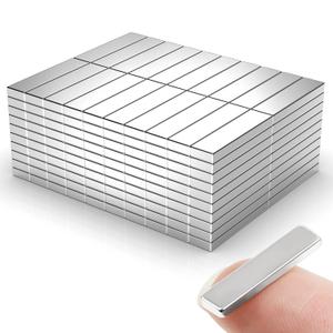 200 Pack 20x5x2 mm Rare Earth Neodymium Magnets, Powerful Small Strong Metal Rectangular Bar Magnetic Strip Magnet for Fridge Garage Kitchen Science Craft Office, Silver