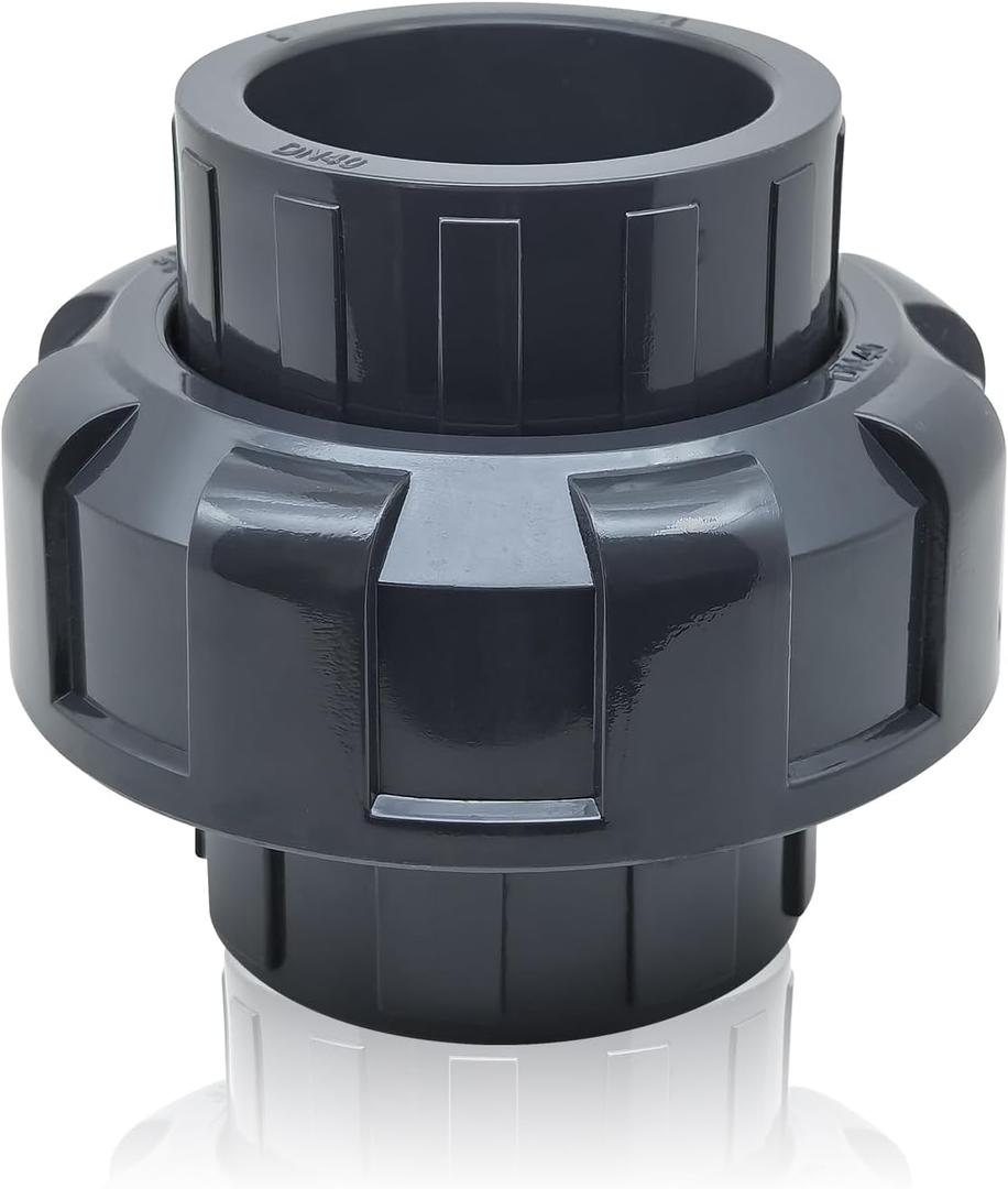 PVC Union Pipe Fittings, 1Pc 3inch Slip Union Coupling Adapter, Schedule 80, EPDM O-ring, Socket x Socket, Grey