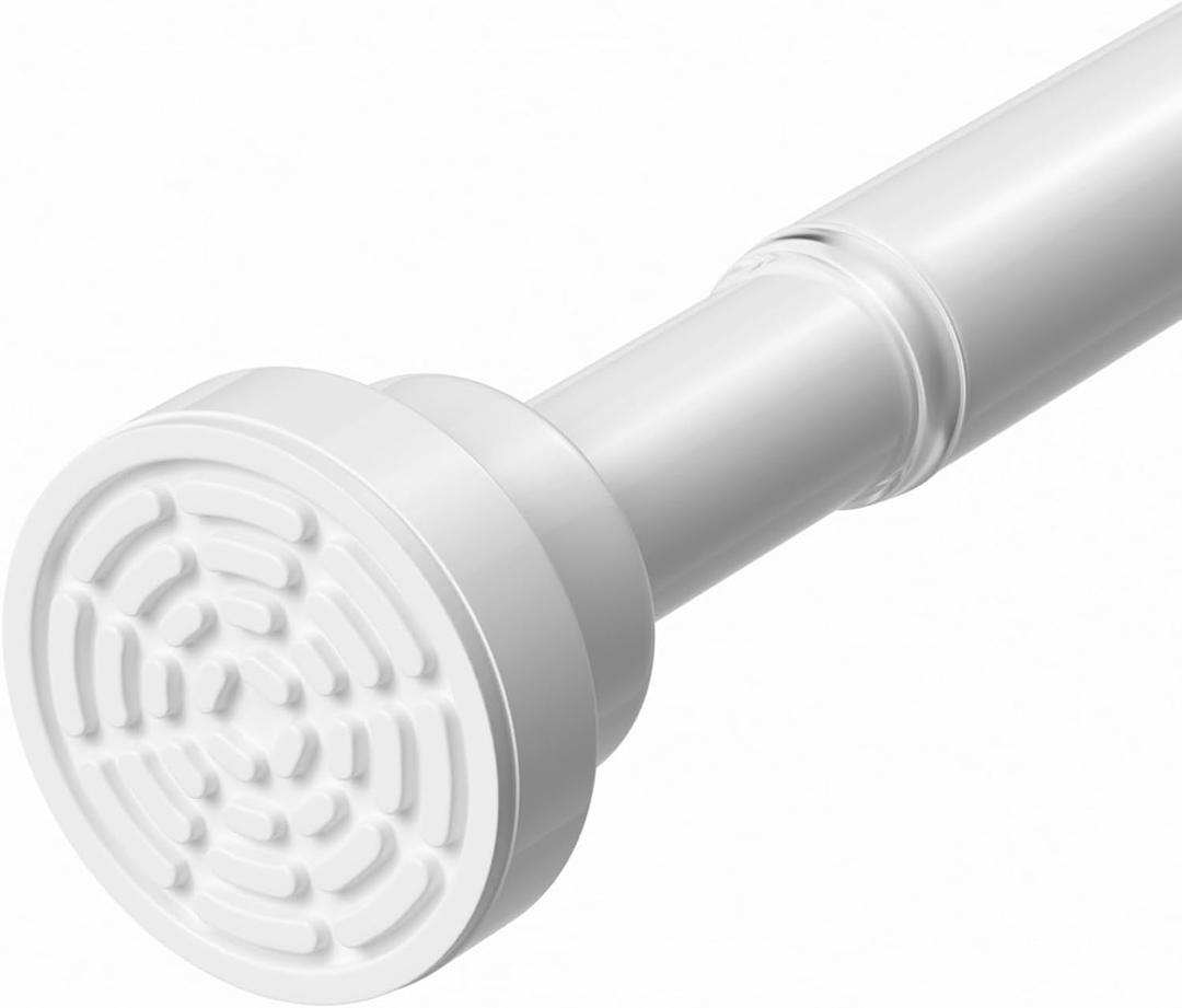 Spring Tension Curtain Rod 30 to 63Inch, White Tension Rod Adjustable Curtain Rods No Drilling Expandable Pressure Curtain Rod Tension Rods for Windows,Doorway,Bathroom,Closet
