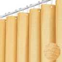 BTTN Gold Fabric Shower Curtain - Linen Textured Weighted Cloth Shower Curtain Set with 12 Plastic Hook, Machine Washable, Modern Hotel Spa Luxury, Decorative Neutral Bath Curtains for Bathroom, 72x72