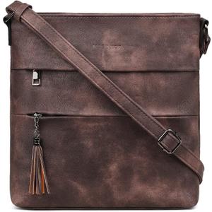 MASINTOR Crossbody Purses for Women, Multi Pocket Casual Crossbody Bag, Adjustable Strap Shoulder Bag with Tassel (Z-vintage Coffee)