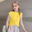 Girls Twist Front Tunic T-Shirt Cute Short Sleeve Tees Summer Blouse for Girls 5-14 Years