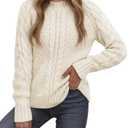 CiCiBird Women’s Cable Knit Sweater Fall Long Sleeve Crewneck Pullover Tops 2025 Fashion Casual Clothes Small