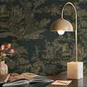 CiCiwind Peel and Stick Wallpaper Vintage Wallpaper Toile Contact Paper Black and Brown Wall Paper Removable Self-Adhesive for Bedroom Bathroom 16In×78.7In