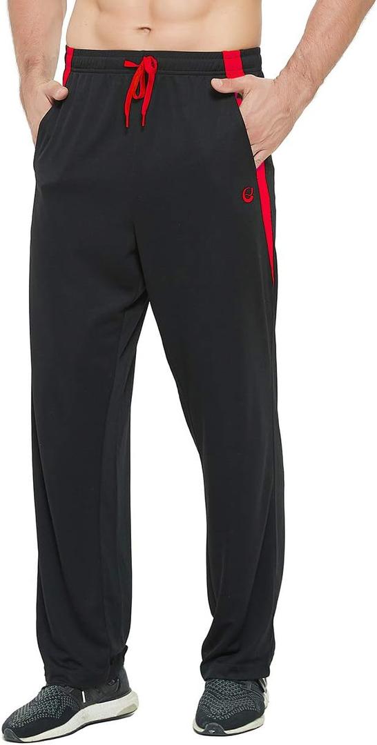 Men's Athletic Pant with Pockets Open Bottom Sweatpants for Men Workout, Exercise, Running (L)