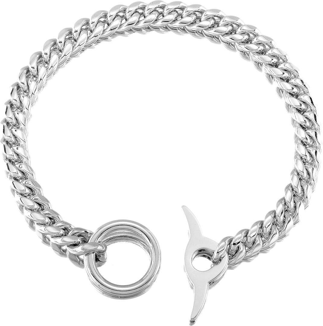 Dog Chain Collar High Polished Cuban Link Chain 10MM Strong Heavy Duty Chew Proof Adjustable Training Walking Collar with Toggle Clasp and Dog Tag for Small Medium Large Dogs(10MM, 22") (22(Fits Neck 18"-21"))