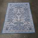 Blue and White Floral Tapestry, 60" x 83"
