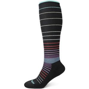 HAPIU Merino Wool Soft Compression Socks for Women & Men, 15-20 mmHg, Plus Size Knee High Stocking for Nurses, Pregnancy, Travel, Flight, Medias de Compresin Mujer (X-Large, Black Stripe)
