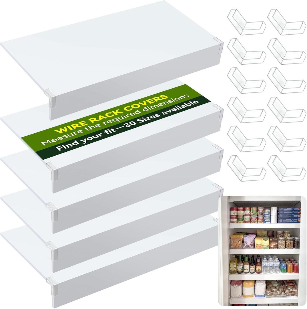 5 Pcs PVC Wire Shelf Covers 24x12 Inch, Wire Rack Covers 0.3 in Thick,Easy to Cut & Install,Removable Shelf Cover for Wires Shelving for Closet,Kitchen,Pantry,Bathroom,Office (White, 24W*12D)