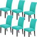 Howhic Stretch Chair Covers for Dining Room Set of 6, Removable Washable Dining Room Chair Covers, Dining Chair Slipcovers Seat Protector, Great for Home and Banquet Decoration (Turquoise, 6 Pack)