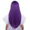 Dark Purple Wig Long Purple Wig with Air Bangs Straight Wigs Heat Resistant Synthetic Wigs with Cap (Small Size)