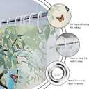 Floral Butterfly Shower Curtain Rustic Purple Weeping Wisteria Blossom Watercolor Flower Green Leaves Spring Garden Nature Scenery Bathroom Decor Polyester Curtains with Hooks,70Wx70L