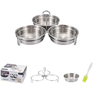 Stainless Steel Egg Poacher, 3-Cup Poached Egg Maker Cups, Nonstick Egg Steamer with Rack for Microwave Oven Stovetop Steamer