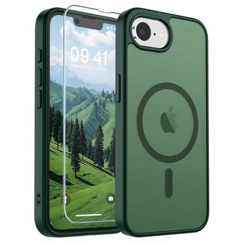 SUPFINE Magnetic for iPhone 17e Case/iPhone 16e Case (Compatible with MagSafe)(Military Grade Drop Protection) Slim Translucent Matte Shockproof with Anti-Fingerprint Phone Case,Forest Green