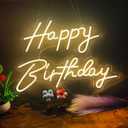 Super Large Happy Birthday Neon Signs for Backdrop, 44.5 Inch Big Happy Birthday Neon Light with Remote Dimmer, Happy Birthday LED Signs for Birthday Party Decor, Warm White