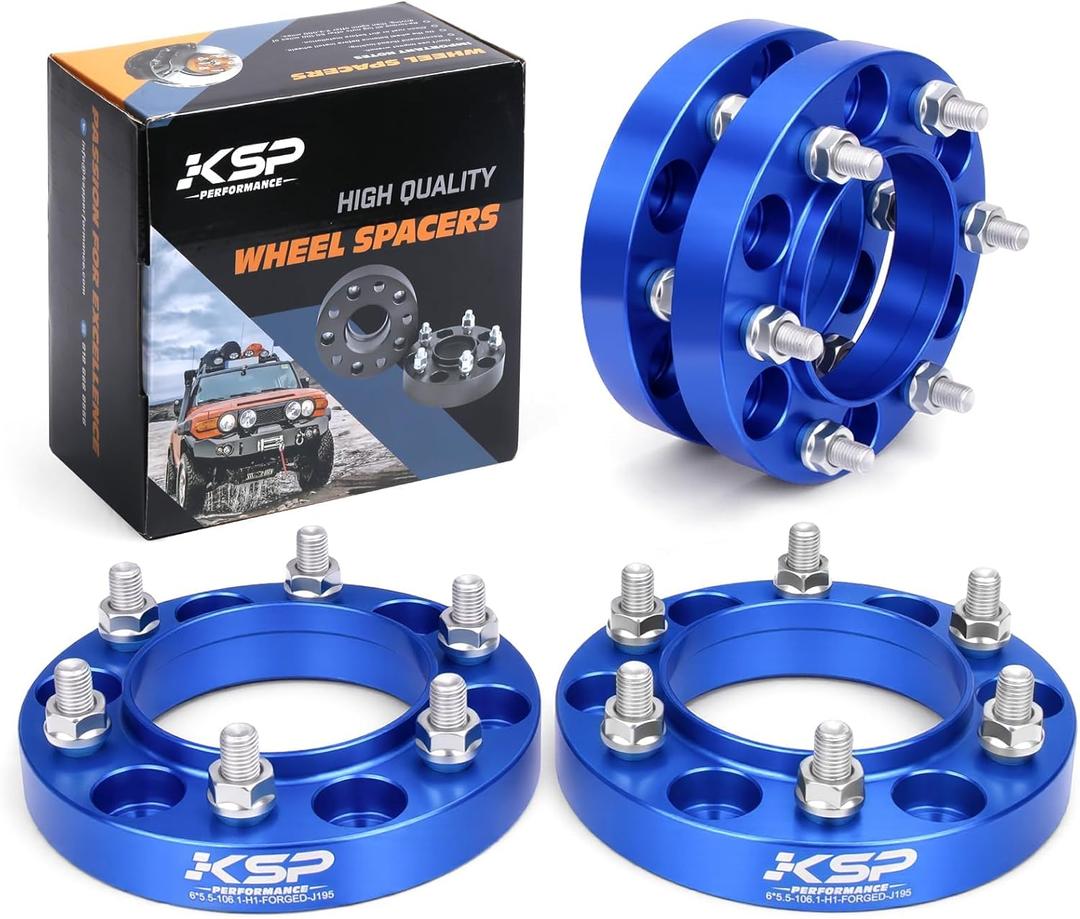 KSP 1 inch 6x5.5 Hub Centric Wheel Spacer Compatible with Toyota 4Runner Fj Cruiser Tundra 6 Lug Wheel, Forged 4PCS 6x139.7mm Wheel Spacers with 106mm Hub Bore 12x1.5 Studs (Blue)