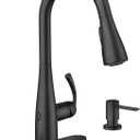 Moen Essie Matte Black MotionSense Wave One-Handle Touchless Kitchen Faucet with Pulldown Sprayer and Soap Dispenser, 87014EWBL