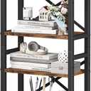 Desktop Bookshelf, 4-Tier Stackable Narrow Bookcase, Adjustable Industrial Desk Organizer & Hutch - Rustic Brown Wood Desktop Book Organizer for Living Room, Bedroom & Home Office