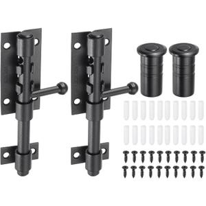 uxcell 2-Pack Slide Bolt Latch, 5 in 304 Stainless Steel Barrel Bolt Latch Heavy Duty Door Latches Lock 10mm Dia Bar with Dust Container for Barn Wooden Fence Shed Door [Black]