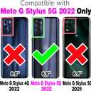Luxury Wallet Case for Motorola Moto G Stylus 5G 2022 with 5 Card Slots Thin Slim Flip Purse & Shoulder Strap,Credit Card Holder Stand Phone Cover for XT2215-1 XT2215-4 XT2215DL Purple
