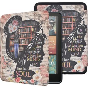 Case for All-New Kindle Paperwhite 12th Gen 2024 and Kindle Colorsoft Signature Edition, Book Lovers Gifts Lightweight PU Leather Protective Cover with Auto Sleep Wake Hand Strap