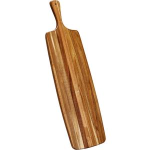 Acacia Wood Cutting Board and Large Charcuterie Board with Handle - Long Serving Board for Veggies, Bread, Cheese Board, Appetizers, and Picnic Celebrations, 24x7 Inch