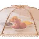 2 PCs Food Nets for Outdoors,24"Fruit Cover Against Fruit Flies,Picnic Food Covers Mesh Reusable Collapsible for Picnics,Outdoor Camping, BBQ Accessories Kitchen & Dining (Brown)