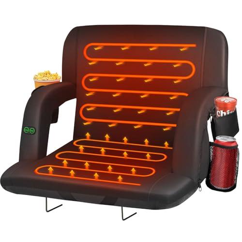 HOPERAN Dual-Sided Heated Stadium Seats for Bleachers with Back Support, 3 Levels Heating Stadium Seating for Bleachers Seat with Backrest, 5 Pockets Portable Stadium Chair for Outdoor : Sports & Outdoors