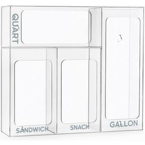 HBlife Clear Bag Storage Organizer, Premium Acrylic Compatible Holder Kitchen Drawer Baggie Container Suitable for Variety Size Bags Dispenser for Cabinet